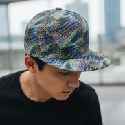 Abstract Fractal Art Flat Brim Cap • Maximalist Streetwear Snapback by Aesthetic Rebellion