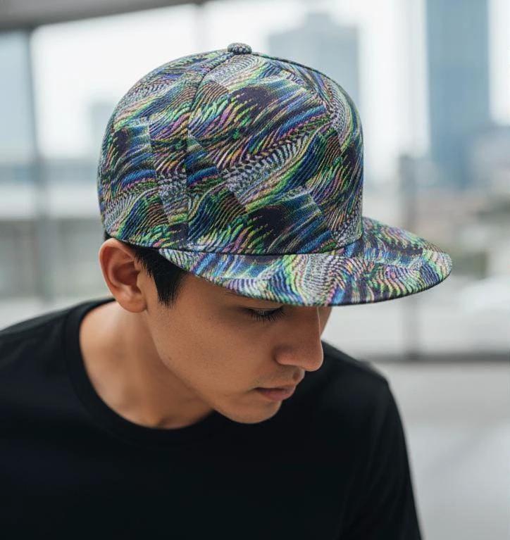 Abstract Fractal Art Flat Brim Cap • Maximalist Streetwear Snapback by Aesthetic Rebellion