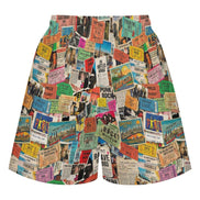 Maximalist Lounge Shorts for WFH Self-Expressers — Ticket Nation AOP Sleep Shorts, Aesthetic Pajama Wear, Inclusive Plus Size Loungewear, Statement Sleepwear, Women's Bold Print