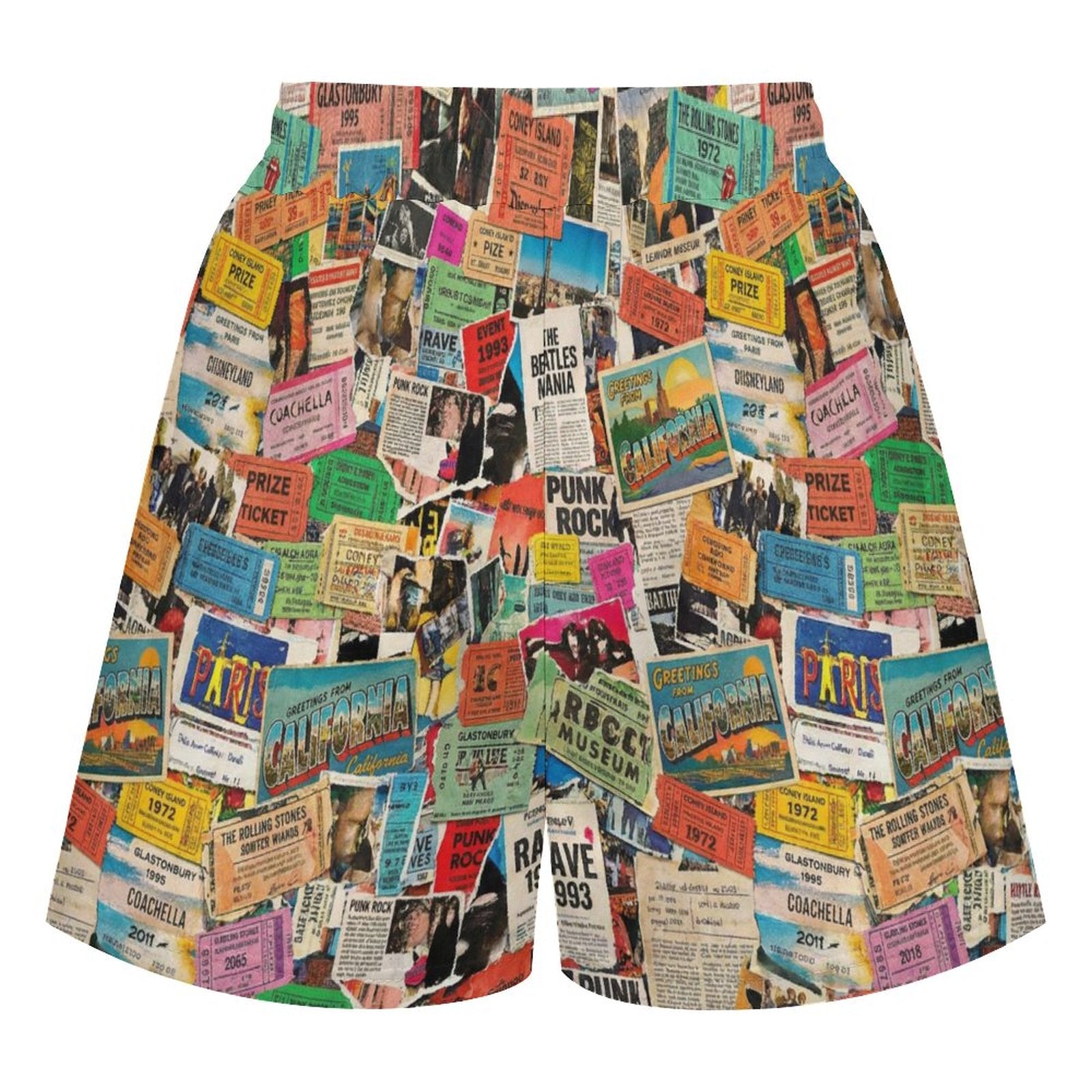 Maximalist Lounge Shorts for WFH Self-Expressers — Ticket Nation AOP Sleep Shorts, Aesthetic Pajama Wear, Inclusive Plus Size Loungewear, Statement Sleepwear, Women's Bold Print