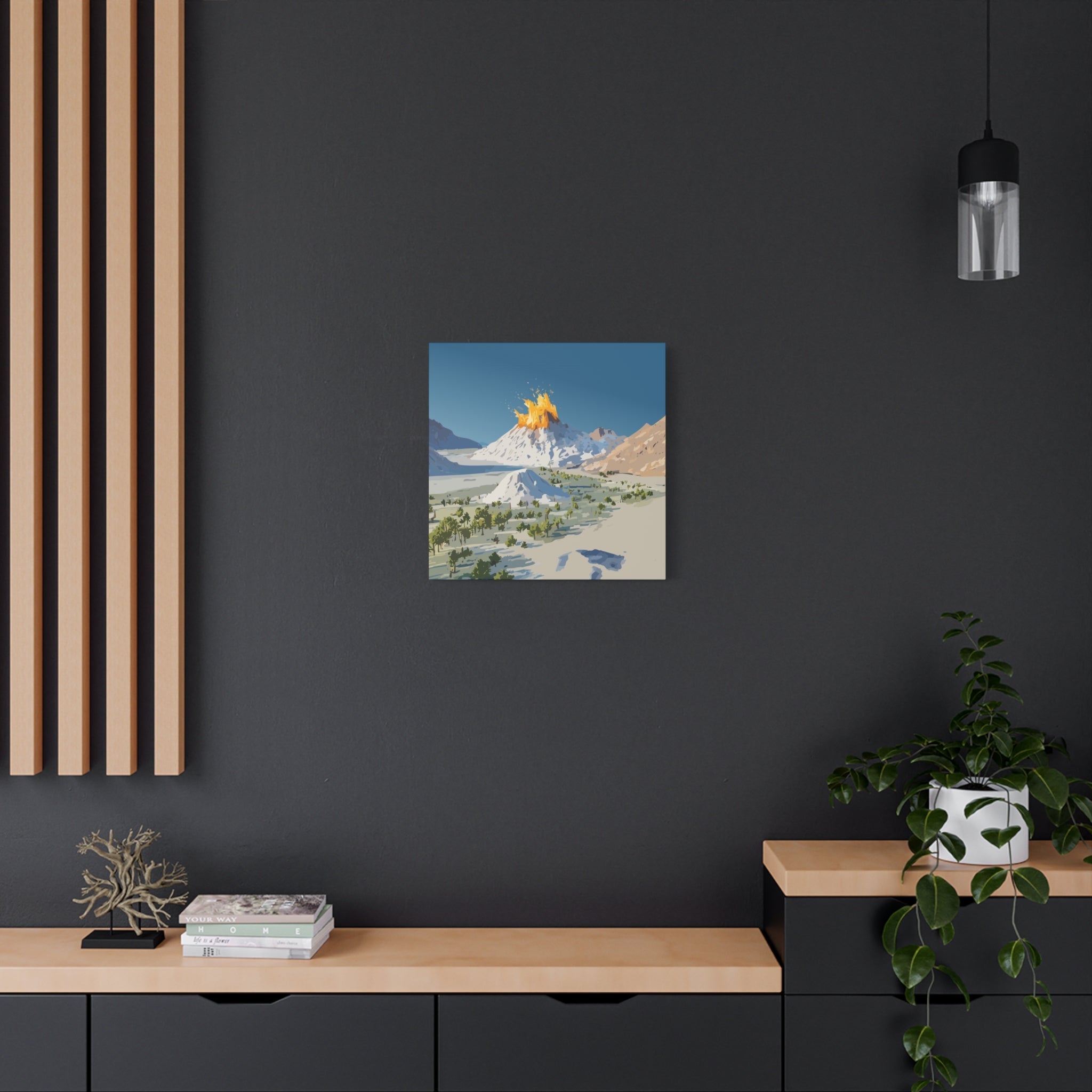 Tropical Volcano Eruption Canvas Print for Nature-Obsessed Interiors — Island Adventure Wall Art, FSC-Certified Matte Stretched Canvas, Home Decor Gift for Wanderlust Collectors