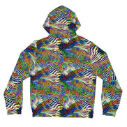 Psychedelic Zebra Stripe Swirl Hoodie | Hypnotic Primary Color Design