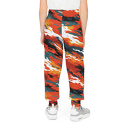 Youth Camo Joggers — Bold Orange All-Over Print Sweatpants for Kids