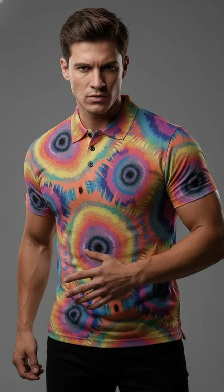 All-Over Print Men's Henley Shirt by Aesthetic Rebellion