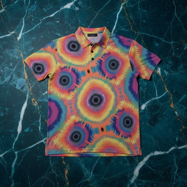 Art-First Stretch Henley for Creative Professionals — Bold AOP Long Sleeve, Ribbed Polyester Statement Top, Gallery-to-Studio Menswear, Tailored Maximalist Fit, XS–5XL