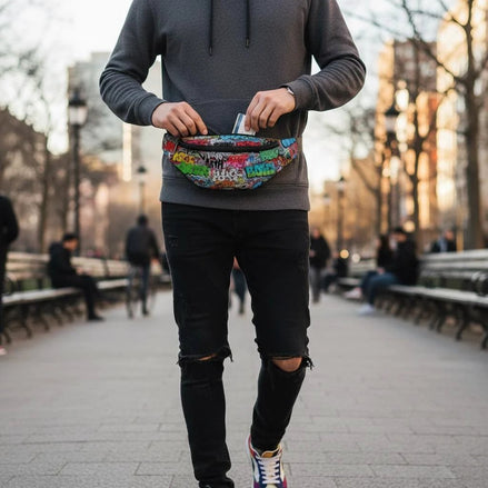 Designer Maximalist Fanny Pack - Waterproof Crossbody Sling Bag for Rave, Travel & Urban Commuting by Aesthetic Rebellion