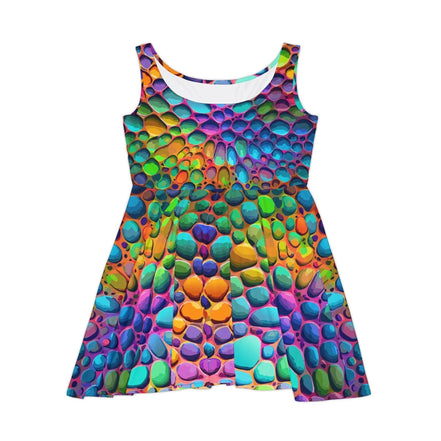 Geometric Graffiti Skater Dress - Vibrant All-Over Print AOP Party Dress for Creative Women by Aesthetic Rebellion