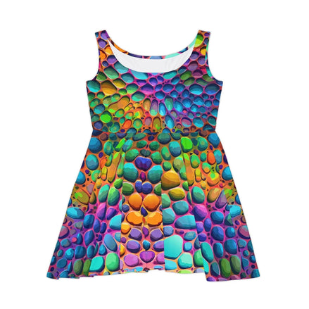 Geometric Graffiti Skater Dress - Vibrant All-Over Print AOP Party Dress for Creative Women by Aesthetic Rebellion