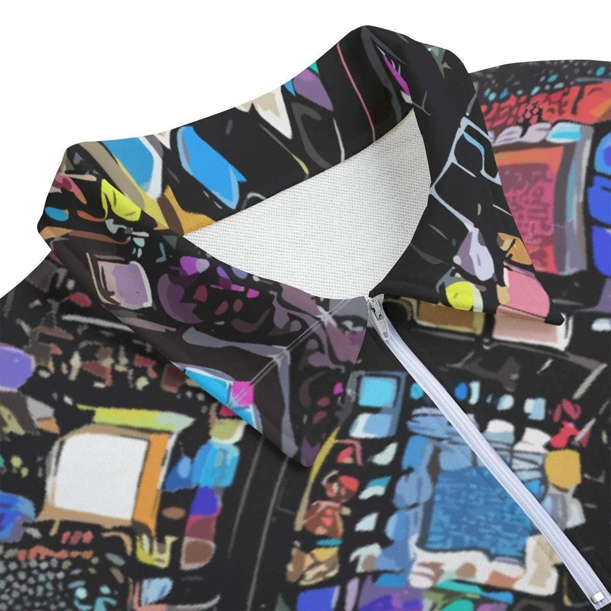 Abstract Print Cotton Half-Zip Sweatshirt – Stand-Up Collar by Aesthetic Rebellion