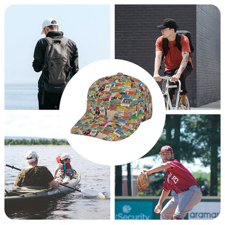 Maximalist AOP Snapback for Wanderlust Dressers — Ticket To Somewhere Bent Brim Cap, Festival Travel Hat, Streetwear Statement, Outdoor Adventure Cap, Unisex Bold Print