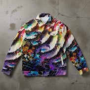 Rainbow Mosaic Shattered Glass Jacket - Primal Print Psychedelic Art Coat for Festival Headliners by Aesthetic Rebellion