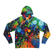 Trippy Rasta Splatter Ink Hoodie - Psychedelic Acrylic Pour Sweatshirt for Reggae & Festivals by Aesthetic Rebellion