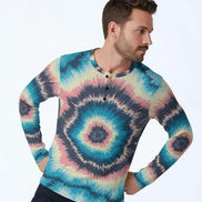 Men's Spiral Tie Dye Henley – Psychedelic Festival Streetwear Top by Aesthetic Rebellion