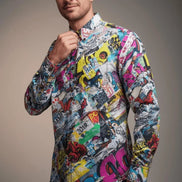 Artistic Print Men's Cotton Shirt - Long Sleeve Button Down by Aesthetic Rebellion