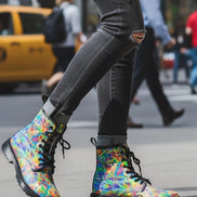 Vandals Velvet Martin Short Boots - Designer All-Over Print Combat Boots for Edgy Streetwear by Aesthetic Rebellion