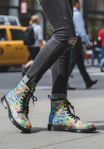 Vandals Velvet Martin Short Boots - Designer All-Over Print Combat Boots for Edgy Streetwear by Aesthetic Rebellion