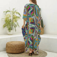Sacred Geometry Silk Kaftan - Psychedelic Bohemian Goddess Robe for Wellness Retreats & Luxury Lounging by Aesthetic Rebellion
