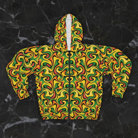 Banana Slip AOP Zip Hoodie | 250gsm Cut-and-Sewn No-Seam-Break Fleece Jacket — Artist Edition | Aesthetic Rebellion