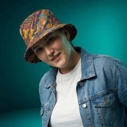 Toasted Marshmallow Campfire Bucket Hat - Abstract Organic Print Outdoor Hat for Glamping & Festivals by Aesthetic Rebellion