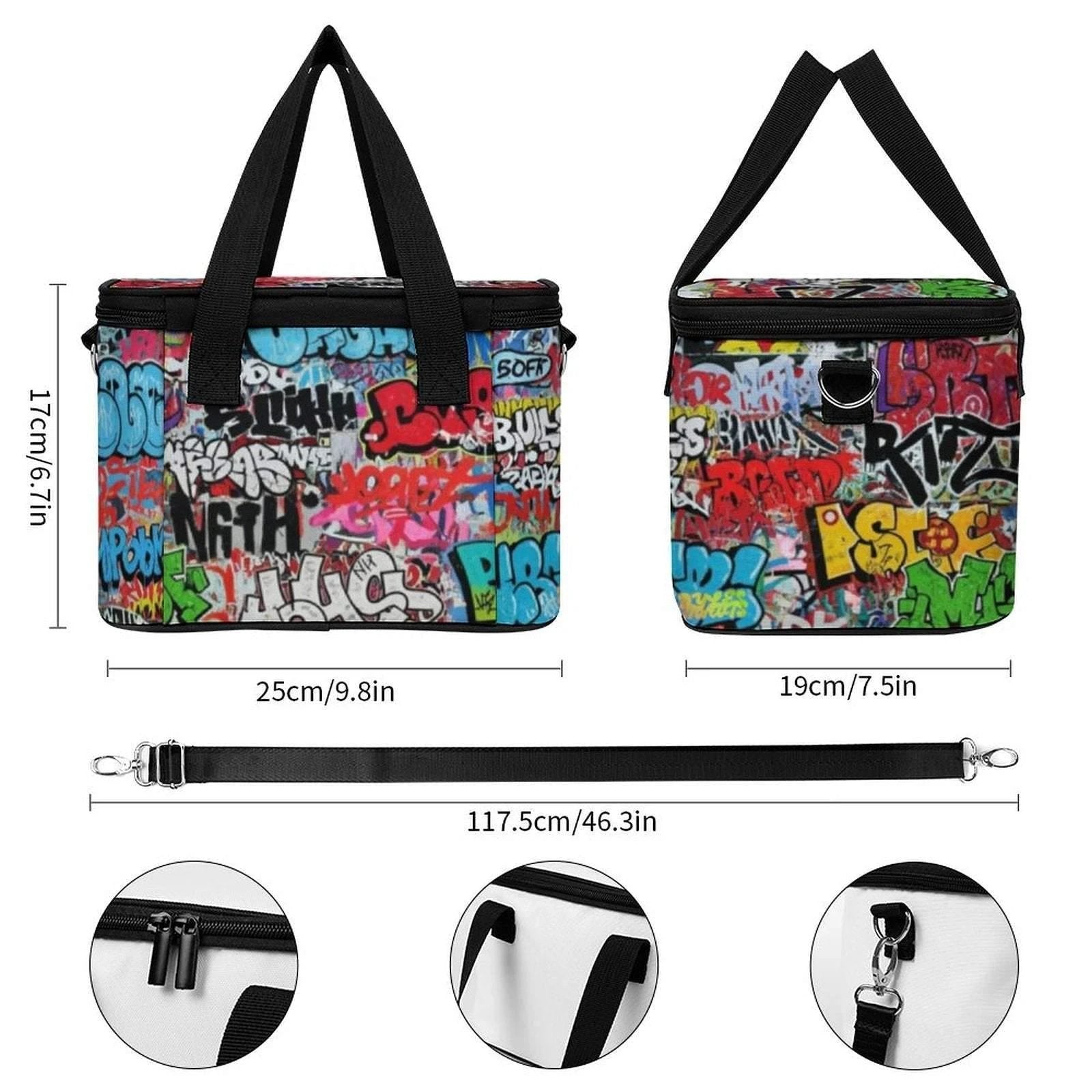 Maximalist Graffiti Portable Cooler Bag - Insulated Oxford Tote for Festivals, Beach Days & Designer Lunches by Aesthetic Rebellion