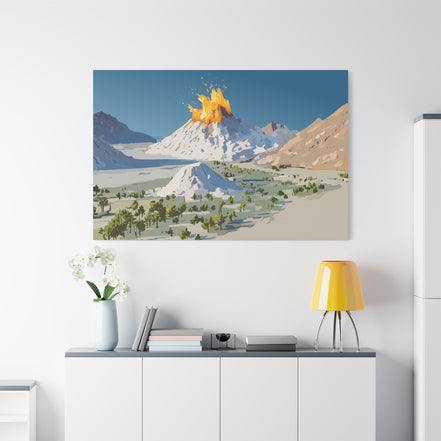 Tropical Volcano Eruption Canvas Print for Nature-Obsessed Interiors — Island Adventure Wall Art, FSC-Certified Matte Stretched Canvas, Home Decor Gift for Wanderlust Collectors
