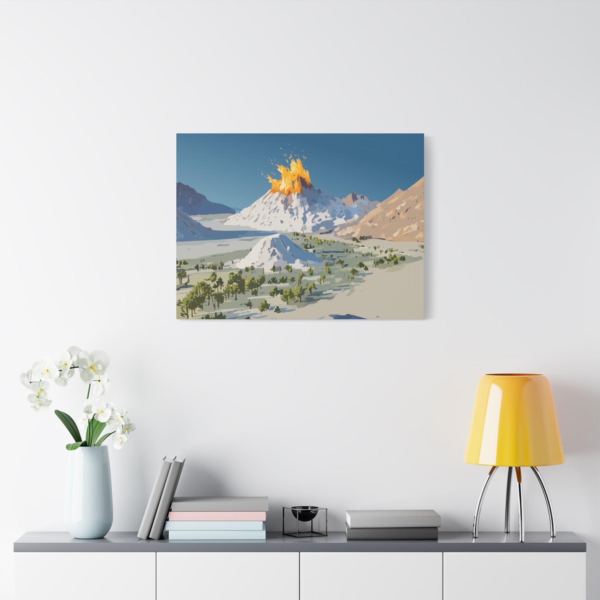 Tropical Volcano Eruption Canvas Print for Nature-Obsessed Interiors — Island Adventure Wall Art, FSC-Certified Matte Stretched Canvas, Home Decor Gift for Wanderlust Collectors