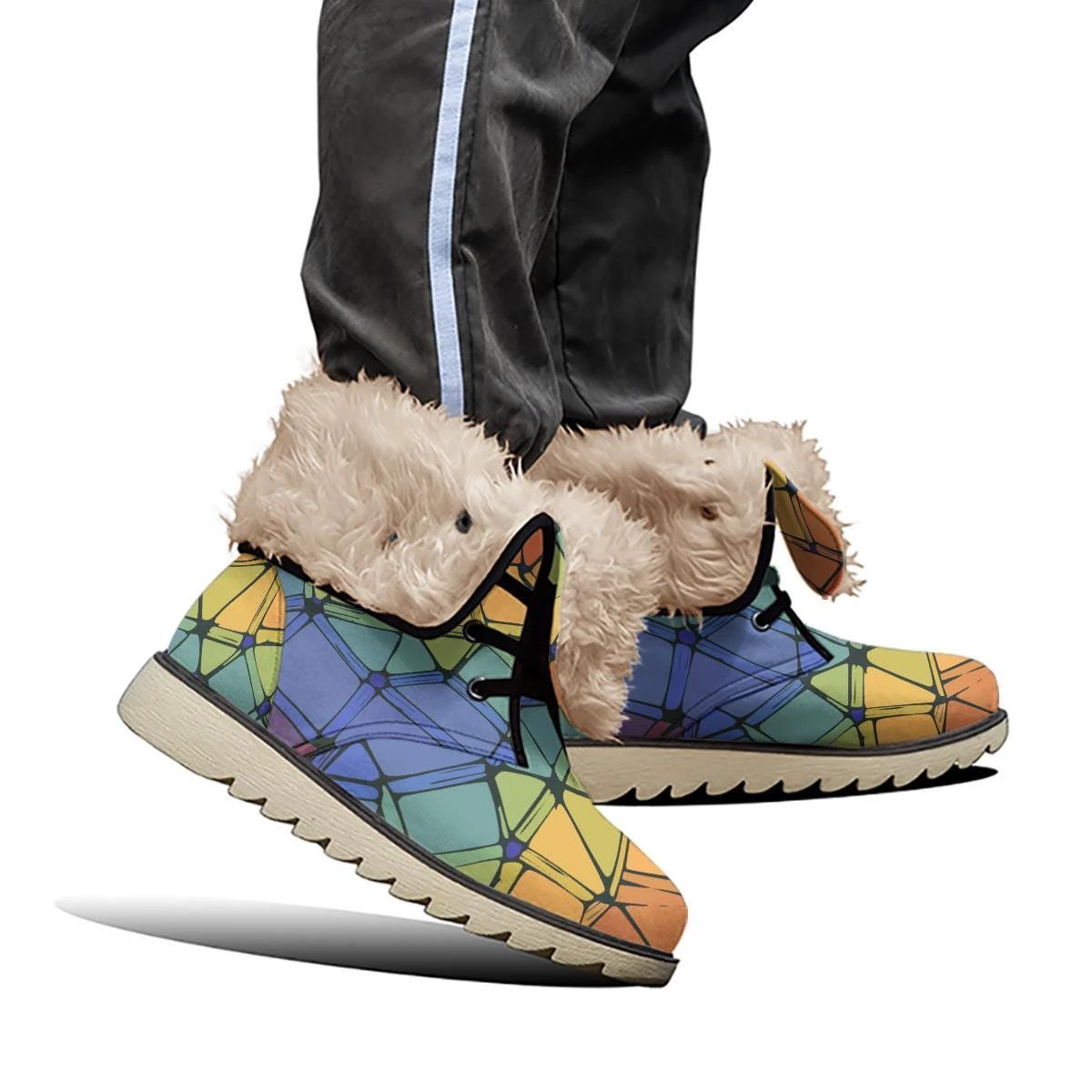 Charismatic Camo Men's Plush Boots – Maximalist Streetwear Winter Shoes – Bold Statement Tactical Footwear by Aesthetic Rebellion