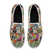 Maximalist Slip-On Shoes for Art-First Dressers — Multipass AOP Canvas Sneakers, Wearable Art Footwear, Unisex Statement Shoes, Streetwear Slip-Ons