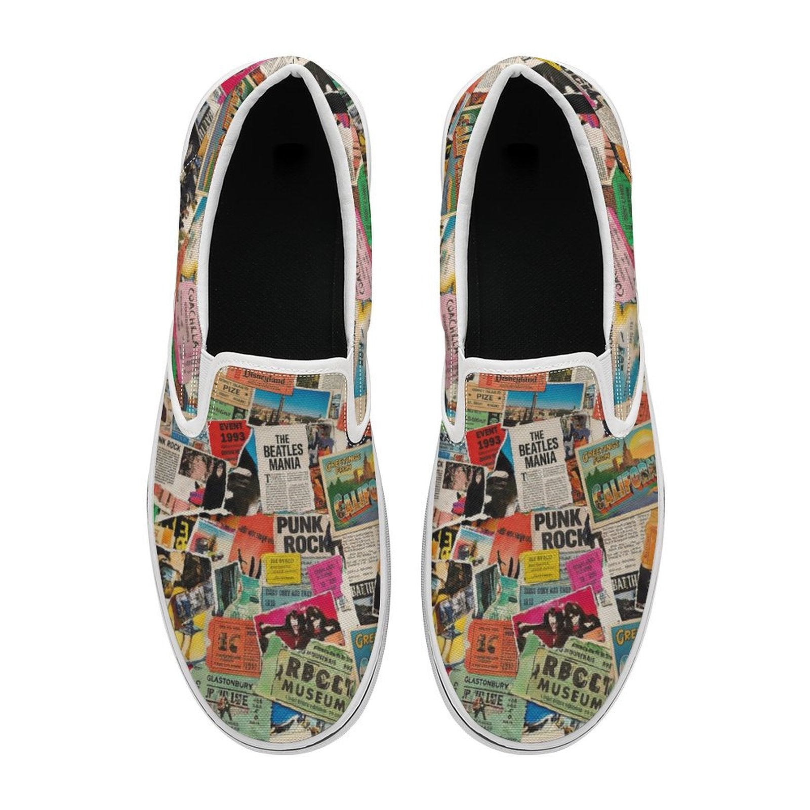 Maximalist Slip-On Shoes for Art-First Dressers — Multipass AOP Canvas Sneakers, Wearable Art Footwear, Unisex Statement Shoes, Streetwear Slip-Ons