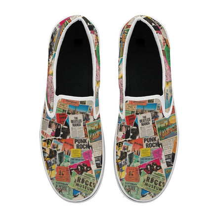 Maximalist Slip-On Shoes for Art-First Dressers — Multipass AOP Canvas Sneakers, Wearable Art Footwear, Unisex Statement Shoes, Streetwear Slip-Ons