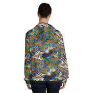 Psychedelic Zebra Stripe Swirl Hoodie | Hypnotic Primary Color Design