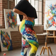 Abstract Expressionist Paint Splash Leggings - High-Waist Plus Size Tights for Bold Fitness by Aesthetic Rebellion