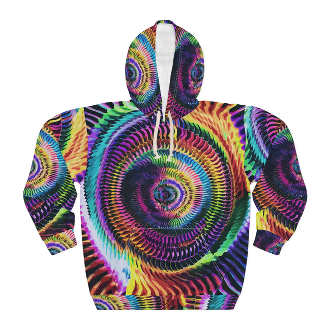Psychedelic Kaleidoscope Hoodie | Festival Rave Wear - Oversized Abstract Spiral Pullover - Maximalist Motif Art Apparel