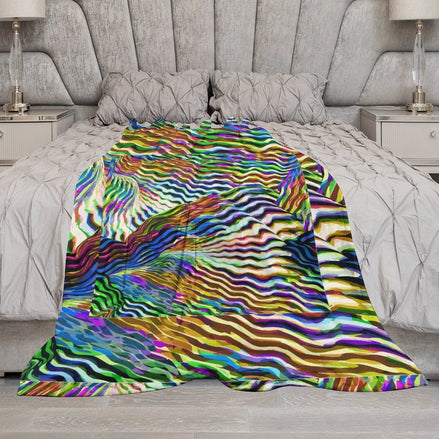 Lightning Complex Abstract Art Flannel Blanket – Storm Aesthetic Maximalist Bedding (60x80in) by SALE_DESIGN-Personal Design
