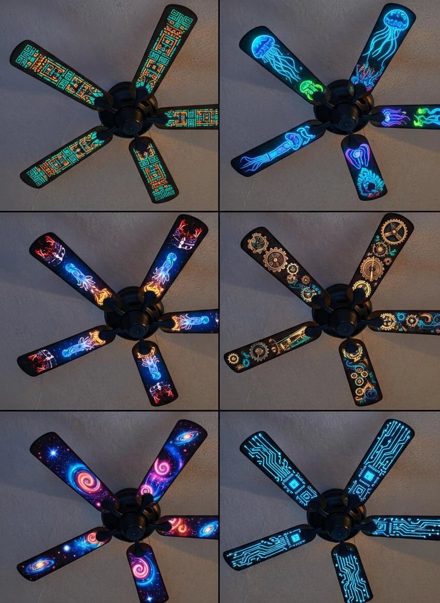 Kinetic Insect Ceiling Fan Decals | Cyberpunk Steampunk Art by Aesthetic Rebellion