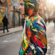 Vibrant Water Splash Hoodie – Psychedelic Fluid Art Pullover by Aesthetic Rebellion