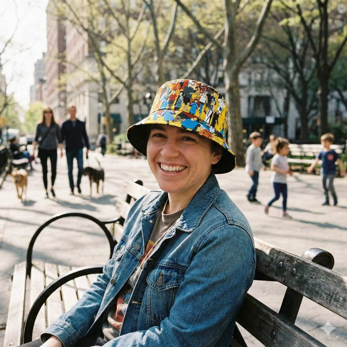 Crowd Theory Designer Bucket Hat - Vibrant Illustrated Festival Accessory for Urban Maximalists by Aesthetic Rebellion