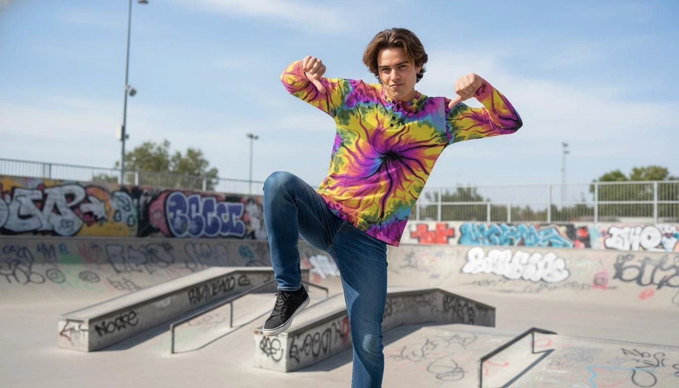 Cyber-Marble Men's Henley – Liquid Glitch Streetwear Top – Maximalist Long Sleeve Art Shirt by Aesthetic Rebellion