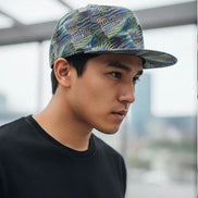 Abstract Fractal Art Flat Brim Cap • Maximalist Streetwear Snapback by Aesthetic Rebellion