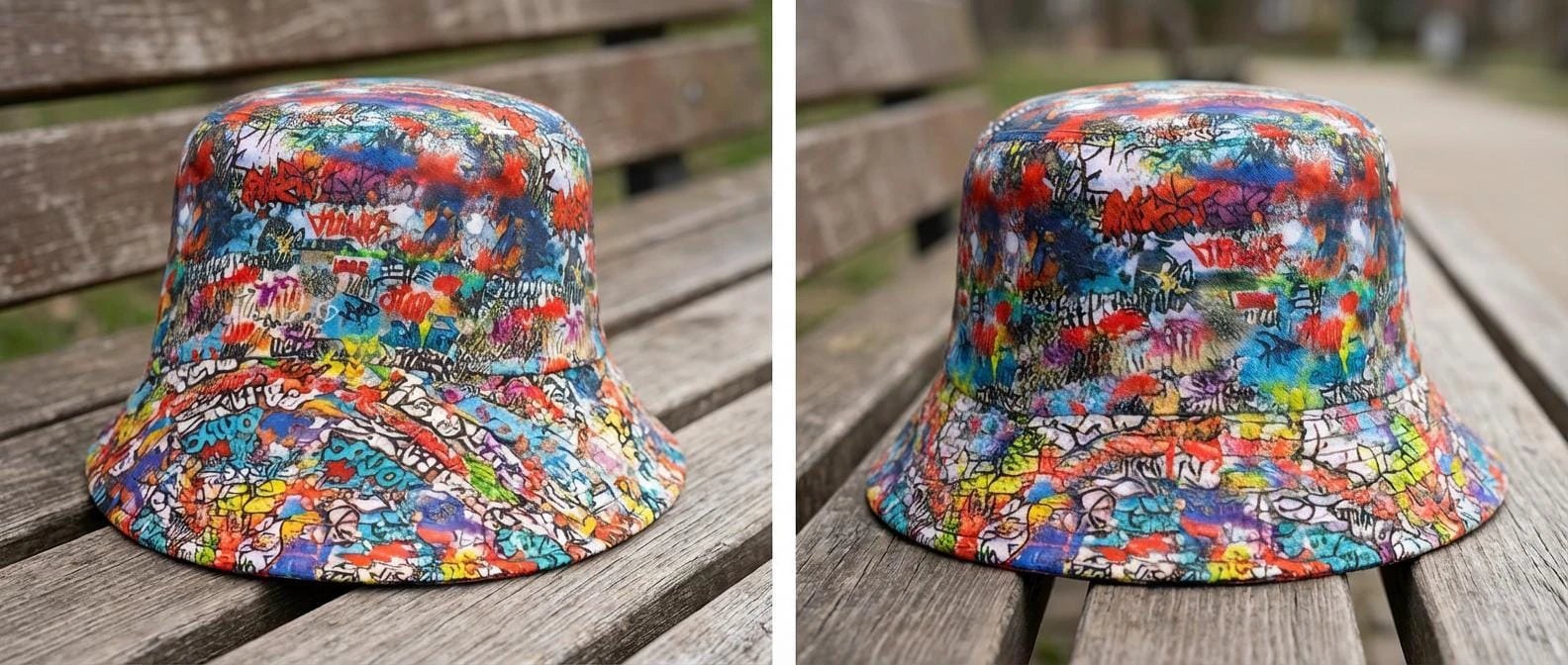 Graffiti Print Bucket Hat – Urban Festival Fashion by Aesthetic Rebellion