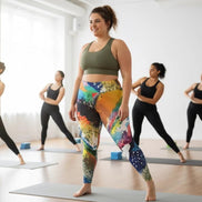 Abstract Expressionist Paint Splash Leggings - High-Waist Plus Size Tights for Bold Fitness by Aesthetic Rebellion