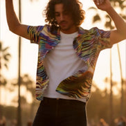 Ethereal Zebra Colorful Button-Up - Business Casual Maximalist Shirt for Creative Professionals by Aesthetic Rebellion