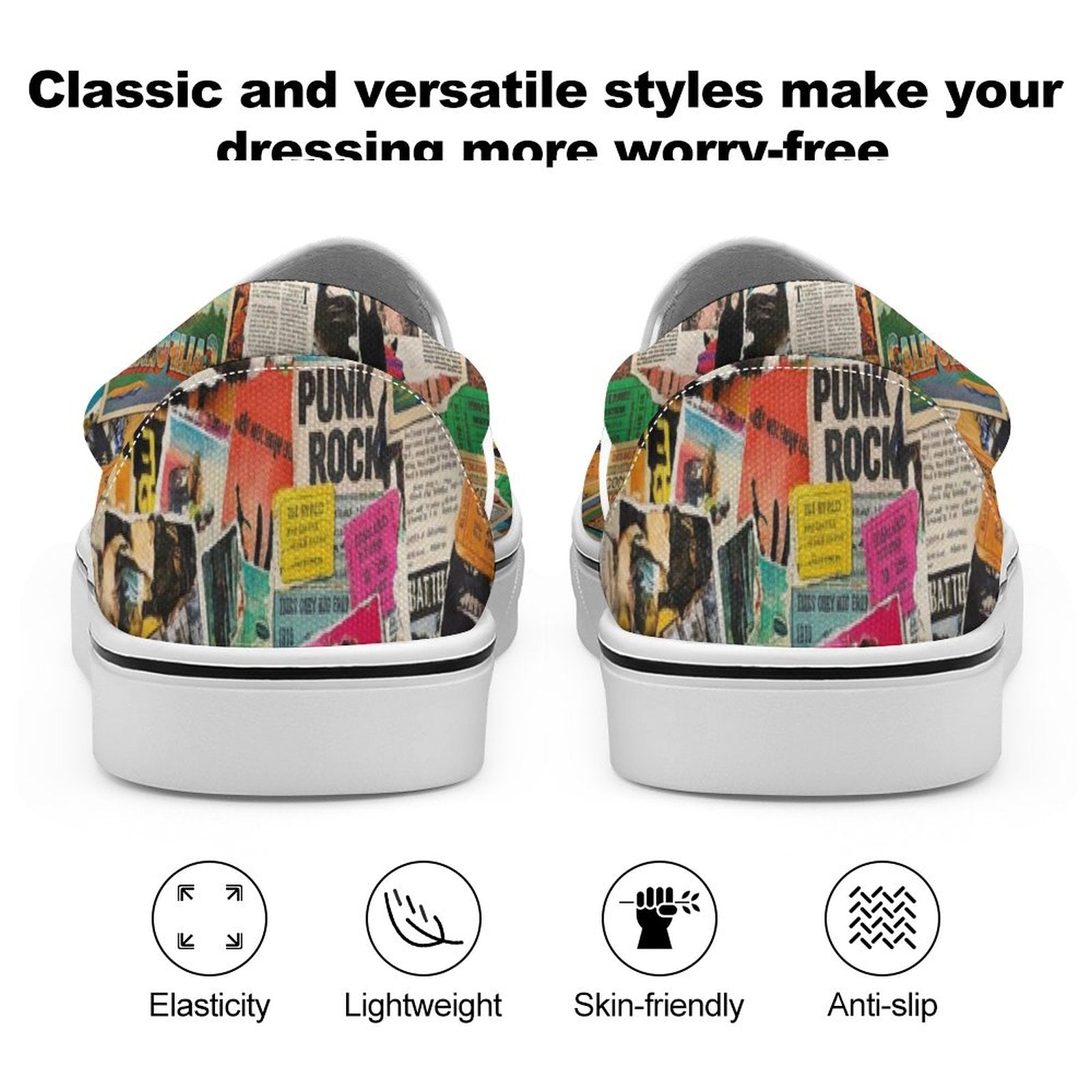 Maximalist Slip-On Shoes for Art-First Dressers — Multipass AOP Canvas Sneakers, Wearable Art Footwear, Unisex Statement Shoes, Streetwear Slip-Ons