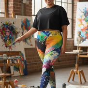 Abstract Expressionist Paint Splash Leggings - High-Waist Plus Size Tights for Bold Fitness by Aesthetic Rebellion