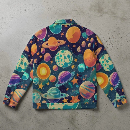 Cosmic Pop Art Streetwear Jacket - Vibrant All-Over Print Bomber for Urban Fashion by Aesthetic Rebellion
