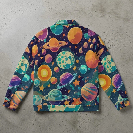 Cosmic Pop Art Streetwear Jacket - Vibrant All-Over Print Bomber for Urban Fashion by Aesthetic Rebellion