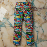 Abstract Graffiti Print Cargo Pants | Men's Streetwear Utility Trousers
