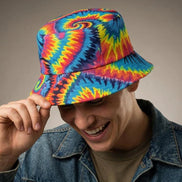 Maximalist Psychedelic Bucket Hat | Reversible Abstract Streetwear Sun Hat by Aesthetic Rebellion