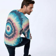 Men's Spiral Tie Dye Henley – Psychedelic Festival Streetwear Top by Aesthetic Rebellion