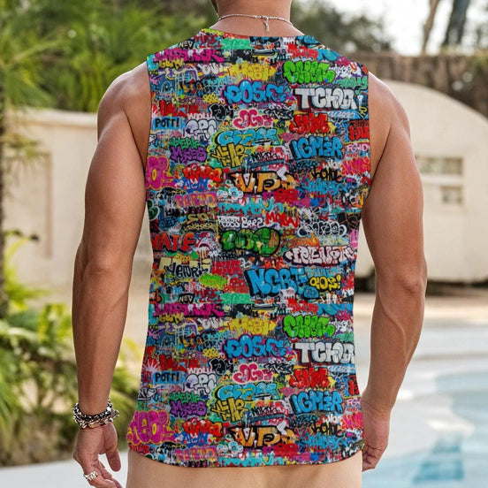 All-Over Print Men's Tank Top With Drawstring - Aesthetic Rebellion